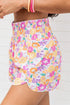 Boho Floral Shirred High Waist Casual Shorts